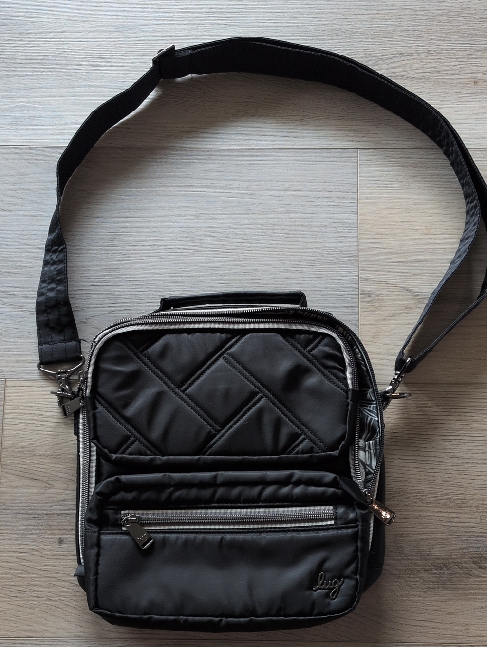 lug Black Quilted Messenger Crossbody Bag